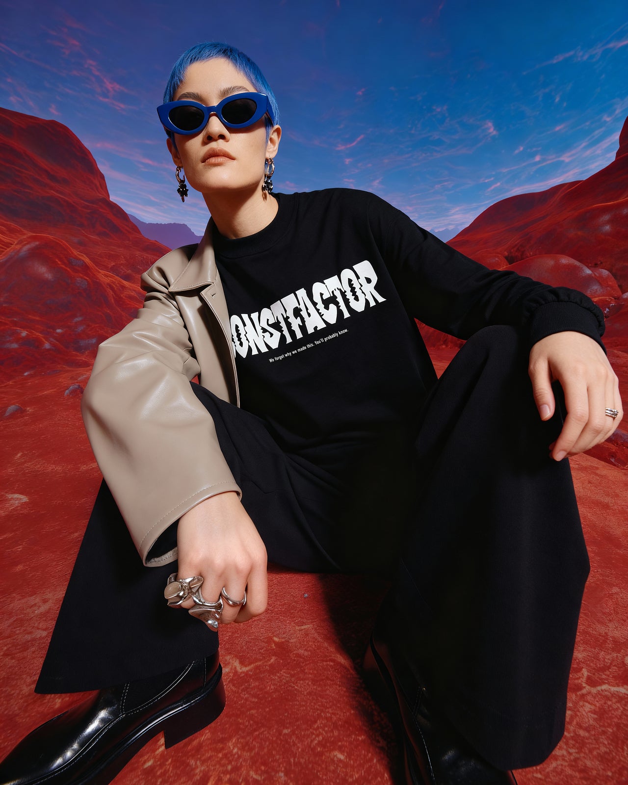 롱 슬리브 T셔츠【Logo】(1116023)블랙