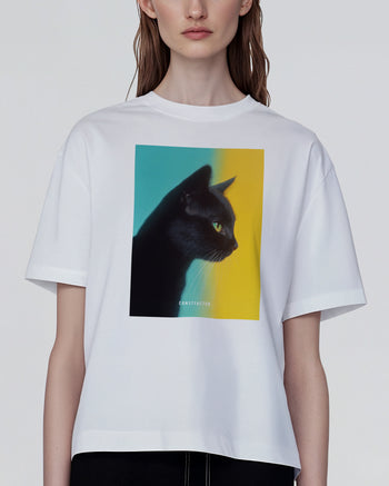 Tシャツ【Black Kitten】（6714011）ホワイト