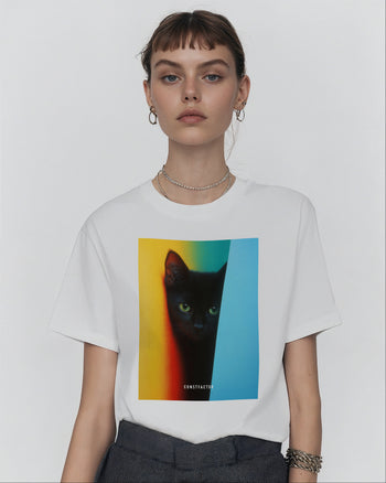 T-shirt [Black Kitten] (9655393) White